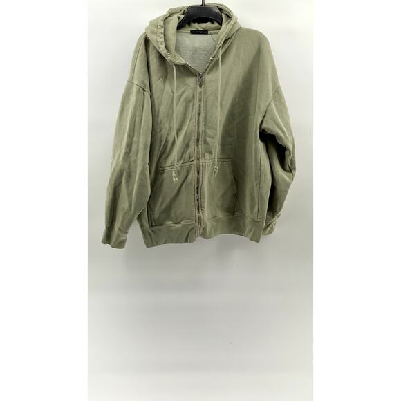 Brandy Melville Sweaters - BRANDY MELVILLE Women's Light Green Oversized Long Sleeve Zip-Up Sweater SZ OS